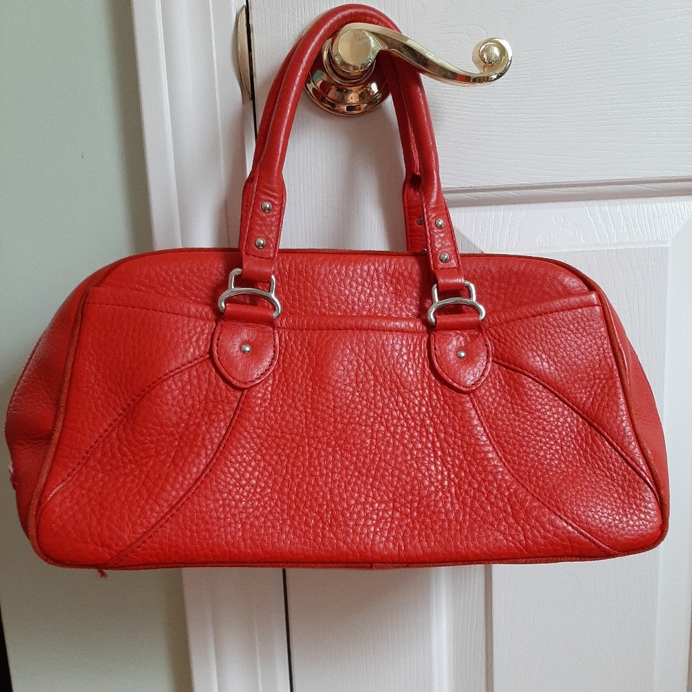 Cole Haan Pebbled Leather Satchel Bag, Red